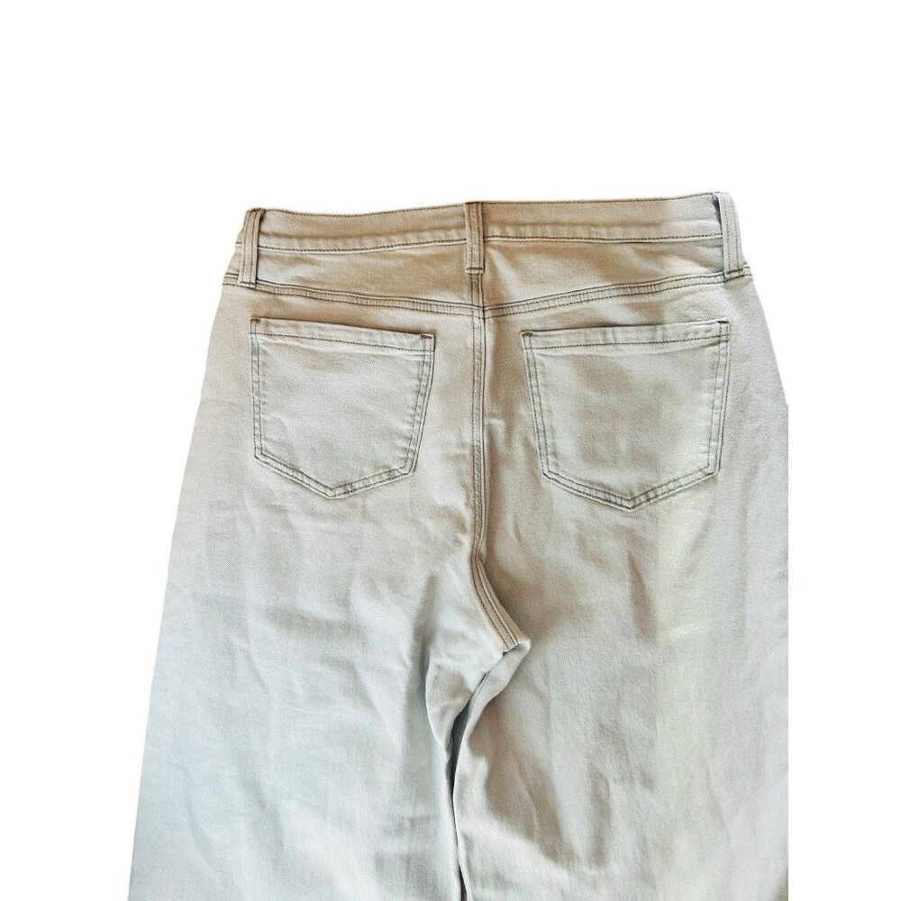 SO Super High Rise Wide Leg Jeans 13/31W Light Wash Distressed Casual Minimalist - Picture 7 of 14